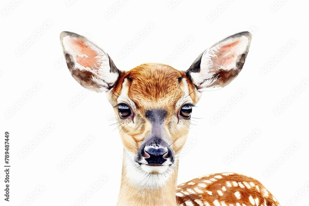 Close-up shot of a deer against a white background. Ideal for nature and wildlife themes Close-up shot of a deer against a white background. Ideal for nature and wildlife themes