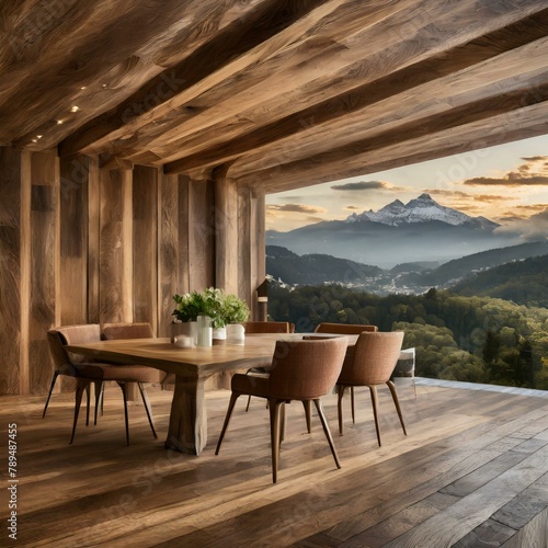 luxury wooden texture wallpaper  exuding sophistication and elegance for discerning homeowners seeking refined interior decor table and chairs in the garden