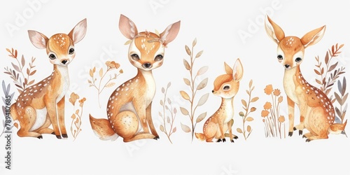 Group of fawns sitting peacefully in the grass. Suitable for nature and wildlife concepts