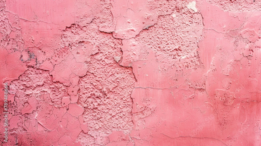 A weathered red wall with peeling paint. Suitable for backgrounds and textures