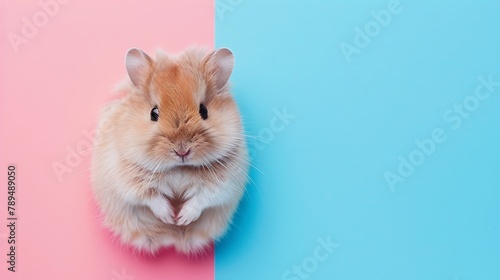 Mouse toy for pets on pink and blue background