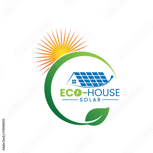 Eco House Solar Logo Design ,Vector Design