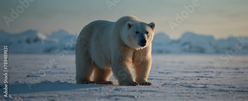 Tundra Tots  A mother polar bear and her cubs exploring the icy tundra in a scene of wild nurturing - close-up small animal double exposure