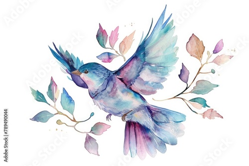 Beautiful watercolor painting of a bird perched on a branch. Suitable for nature lovers and bird enthusiasts