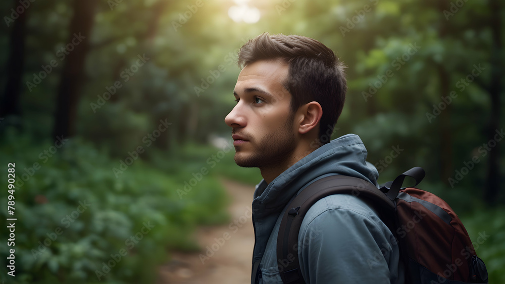 Exploring the Urban Wilderness: City Life Meets Nature in Backpacker Exposure Photo Stock Concept Exploring the Urban Wilderness: City Life Meets Nature in Backpacker Exposure Photo Stock Concept