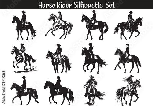 Horse Rider Silhouette Vector Illustration