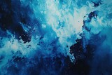 Abstract painting of a blue and black ocean, suitable for various design projects