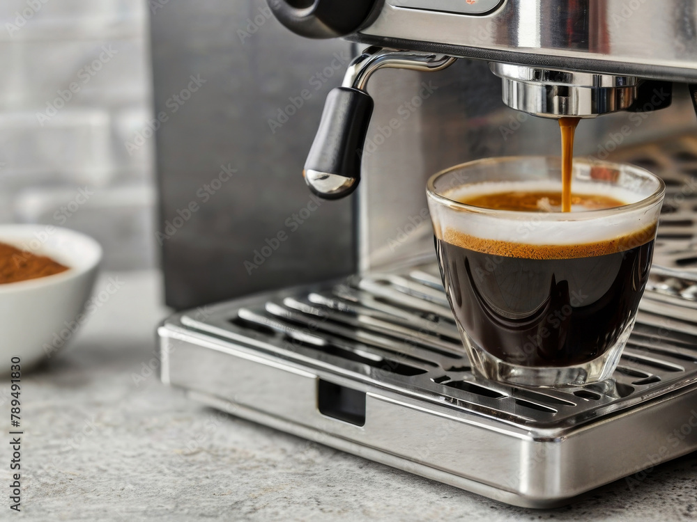 coffee extraction from professional coffee machine with bottomless filter