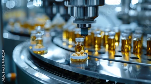 Closeup of medicine being made at a pharmaceutical factory