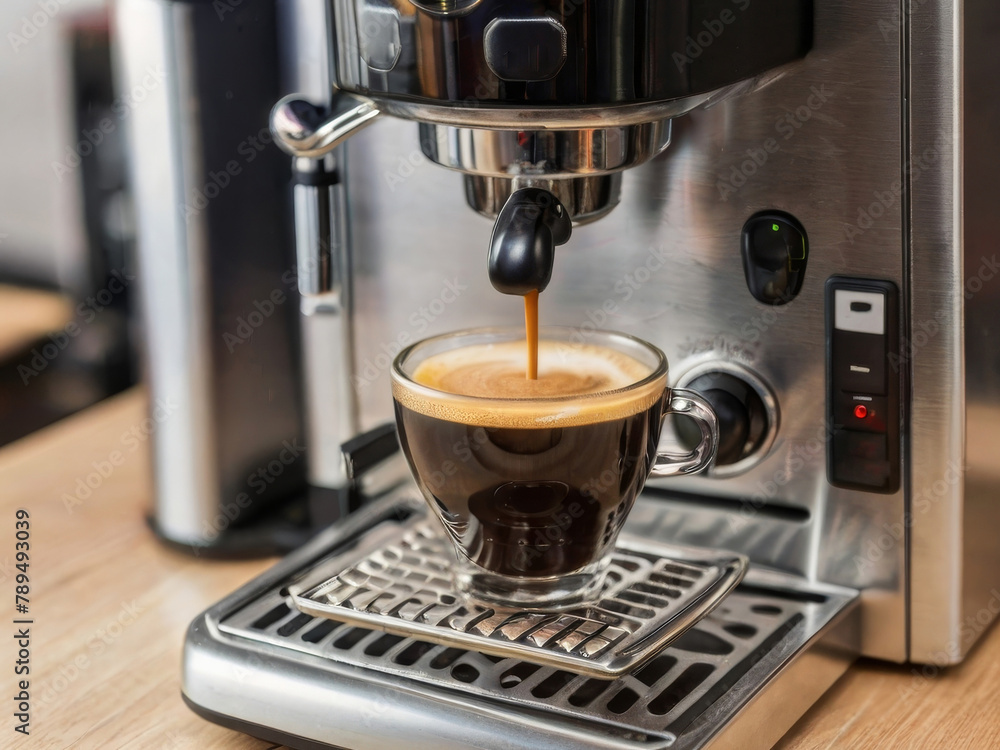 coffee extraction from professional coffee machine with bottomless filter
