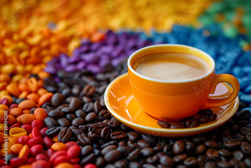 cup of coffee with beans