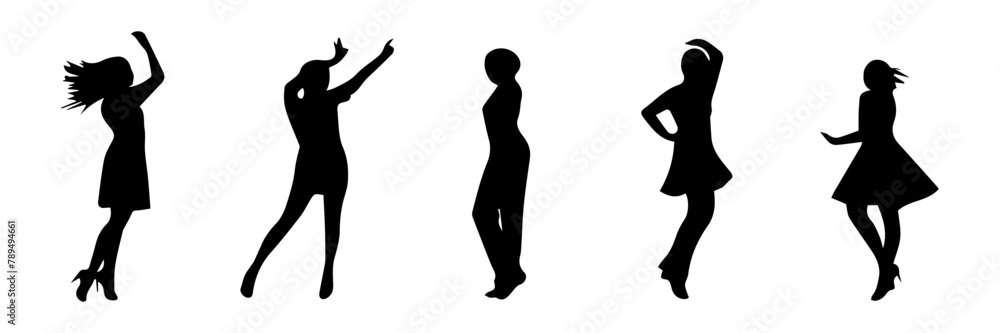 Hand drawn vector illustration of dancing girls