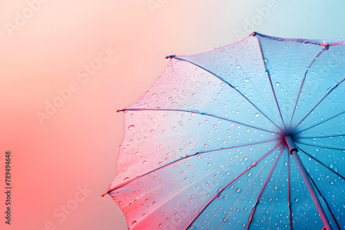 Umbrella with rain drops. Monsoon season.