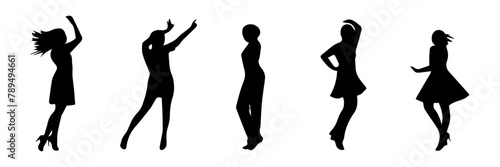 Hand drawn vector illustration of dancing girls