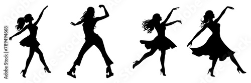 silhouettes of dancing girls