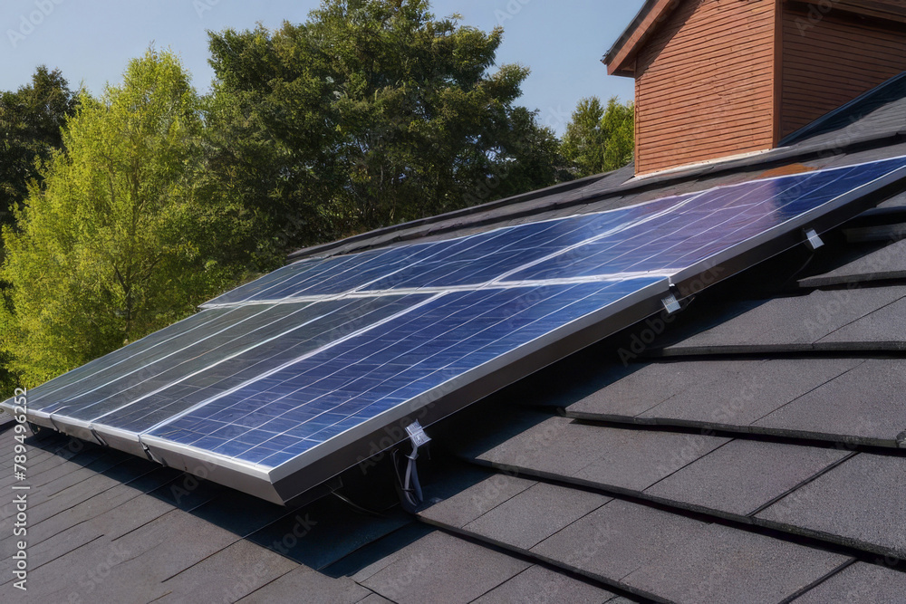 Solar panels reflect sparkling light From the sun ,Clean energy and environment.