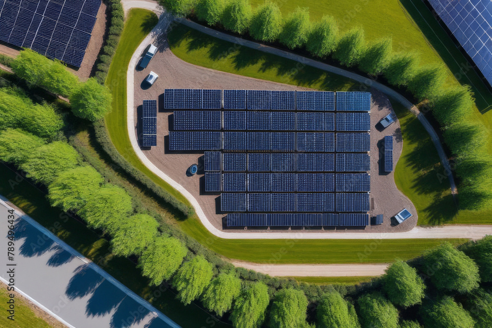 Solar panels reflect sparkling light From the sun ,Clean energy and environment.