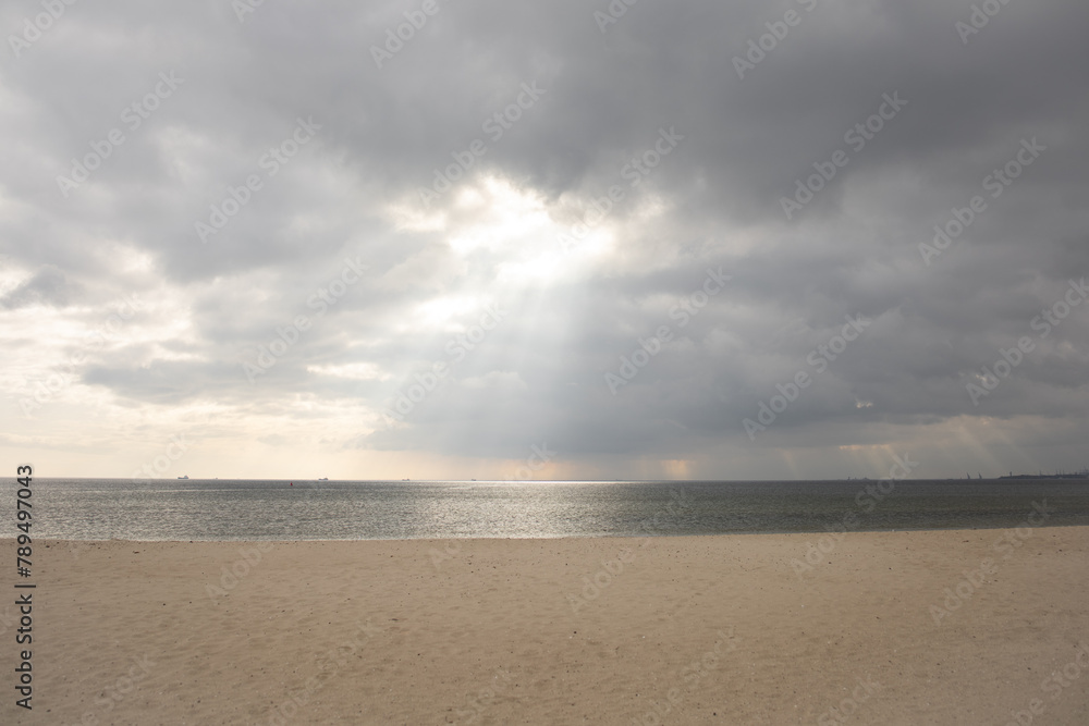 Baltic Sea coast in cloudy weather in Sopot, Poland Baltic Sea coast in cloudy weather in Sopot, Poland