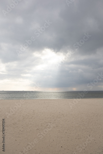 Baltic Sea coast in cloudy weather in Sopot, Poland