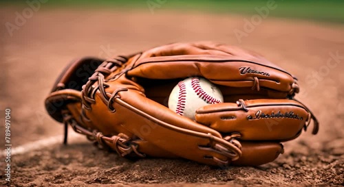 Baseball glove with the ball. photo