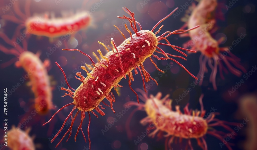 realistic macro shot of oral bacteria when viewed under a microscope. Low depth of field realistic macro shot of oral bacteria when viewed under a microscope. Low depth of field