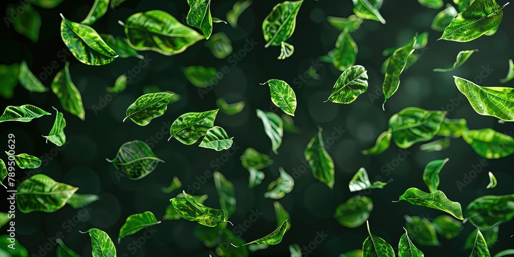 Green leaves 3d effect healthy food abstraction background