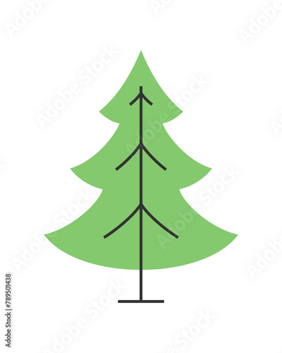 Tree sign in minimalistic style. Christmas fir tree. Vector illustration	
