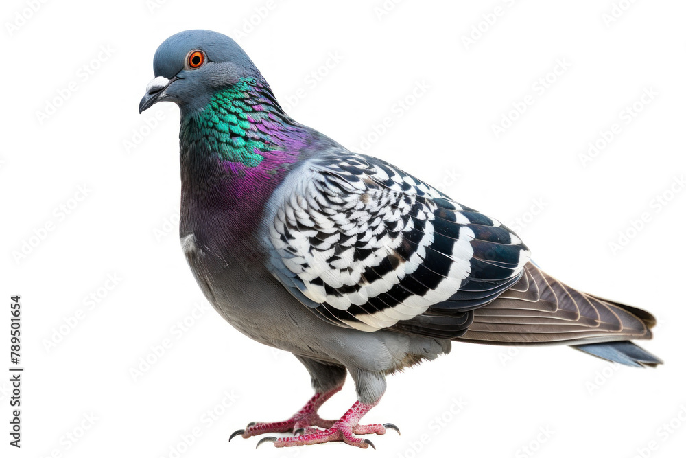 Naklejka premium full body grey pigeon isolated on white background
