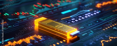 Using a beautiful image of a glowing yellowish USB pendrive as a safe place to keep cryptocurrency,