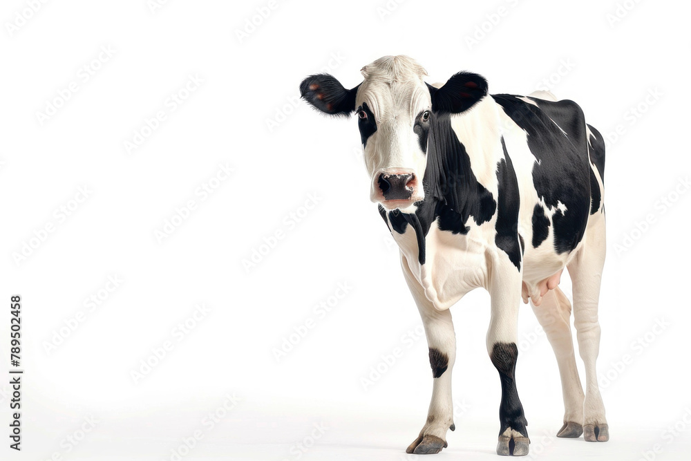 black and white cow isolated on a white background