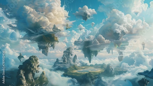 Surreal Dreamscape: A Molecular Vision of Floating Islands and Ethereal Landscapes photo