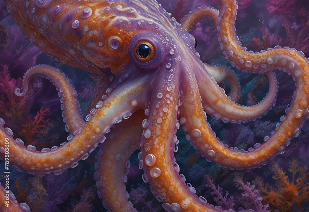 Octopus in the blue ocean. Underwater wonder Octopus in the blue ocean. Underwater wonder