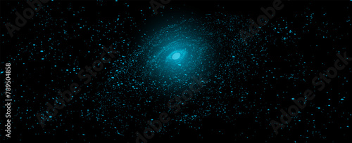 Fantastic vector background, dark space, planets, galaxies and stars.