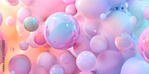 3D Abstract Bubble Pastel Colors Background - Ai Generated