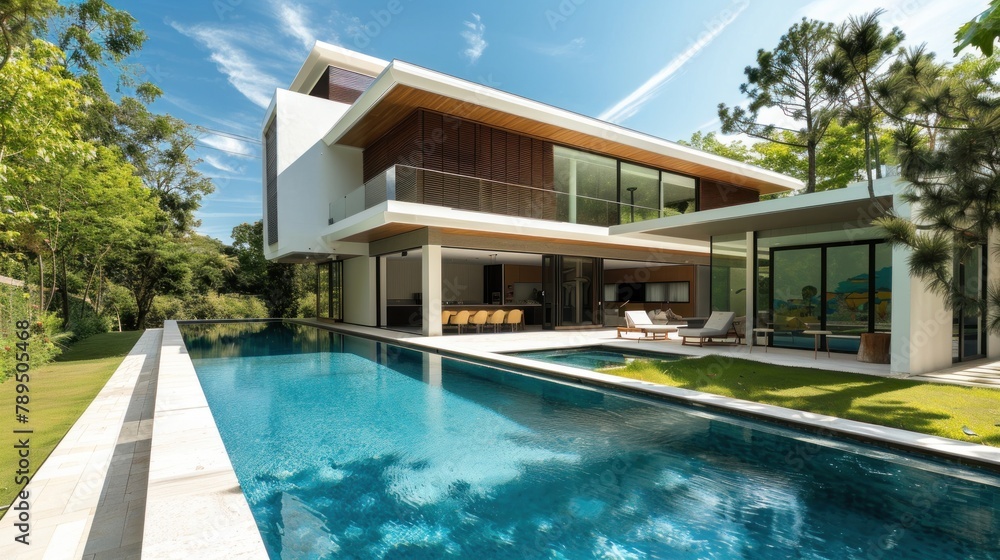 modern house with pool sunshine 