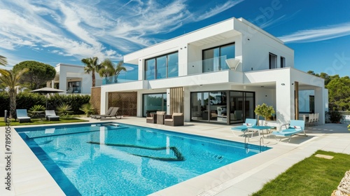 modern house with pool sunshine  © Chayna