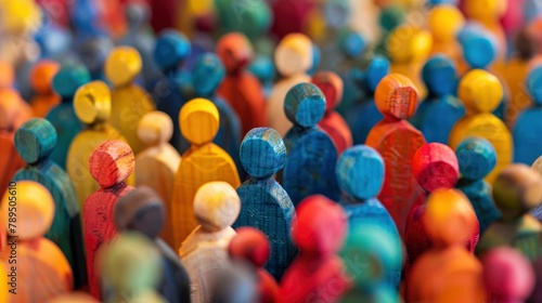 A model of human conceptions is displayed on a background crowded with colorful wooden figures.
