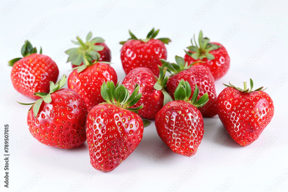 several strawberries isolated on a white background several strawberries isolated on a white background