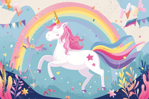 Unicorn Fantasy Rainbow Birthday Invitation Design