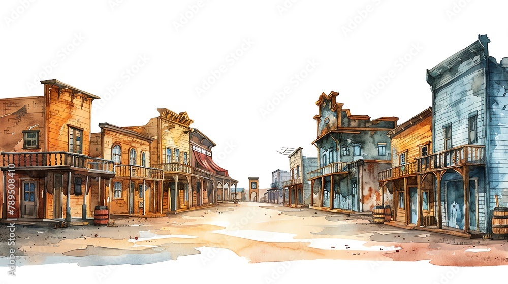 Old West town , An old West ghost town, weathered buildings, stark sunlight
