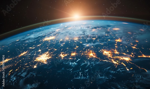 Capture Earths intricate details in a photorealistic digital rendering, showcasing vibrant colors and intricate textures, Utilize CG 3D rendering to bring depth and realism to the Earths surface, emph