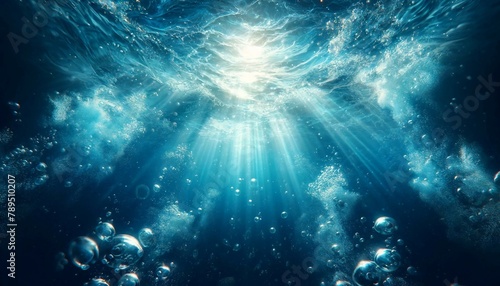 Underwater Light and Beautiful Bubbles, Generative AI © mckay