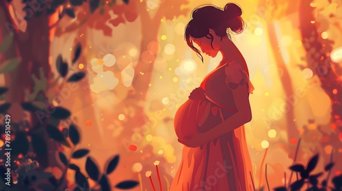 Illustration of a pregnant woman holding her belly.