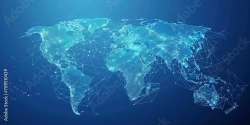 world map with global network and connectivity concept, blue background #789510439