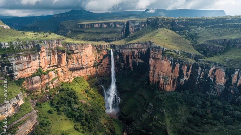 View of Tamasopo falls surrounded by nature in the beautiful