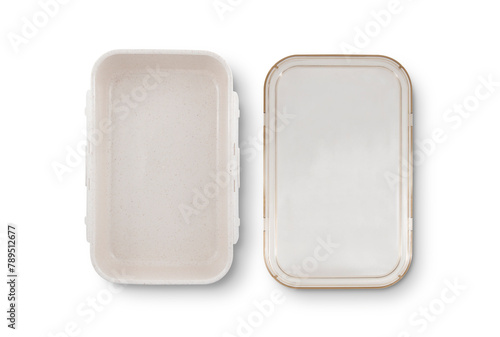plastic transparent food container isolated on white background