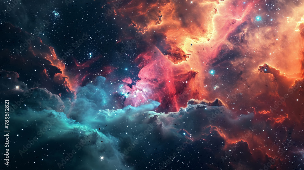 Galactic Nebula with Colorful Stars
