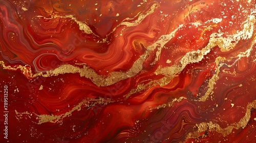 Abstract exclusive red paint with a hint of gold wallpaper. Detailed stroke of paint.