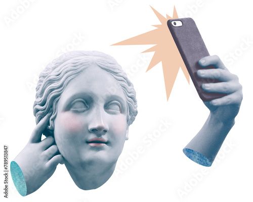 Foto Png Greek selfie goddess statue social media addiction mixed media