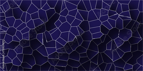 Abstract broken glass quartz, geometric retro tiles pattern, voronoi diagram crystalize vintage vector background.